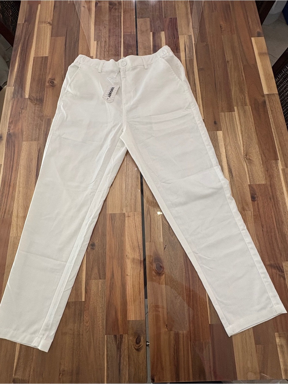 NWT Men's Coofandy Sz S White Linen Pants Elastic Waist Pockets Casual Vacation